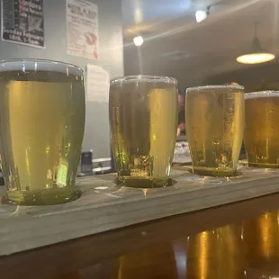 Taster board of Step One, Whoom-Lay, Strata, Ain&apos;t Getting Any Younger.