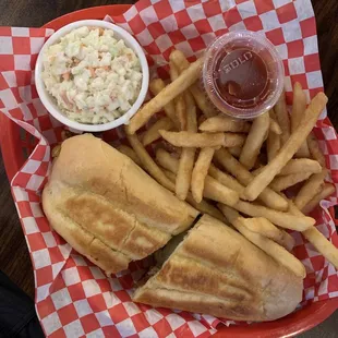 The Knuckle Sandwich with Fries and Slaw
