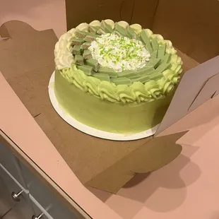 Key lime cake with buttercream frosting