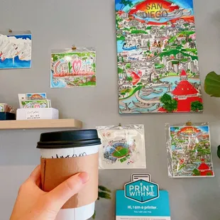 Yummy coffee with my San Diego artwork!