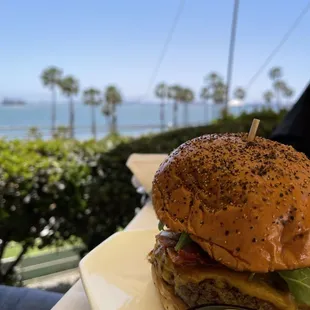 a cheeseburger with a side of mustard