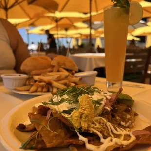 chilaquiles with salmon BLT and passion fruit lemonade