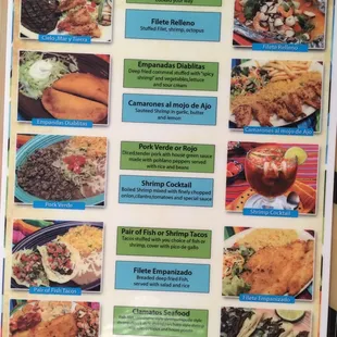 a menu for mexican cuisine