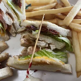 Using the toothpick, to show how thick my sandwich was!