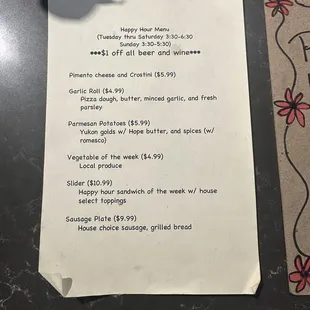 Happy hour specials!