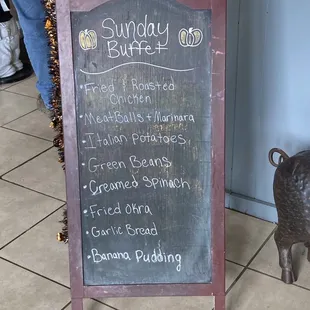 Menu board for buffet