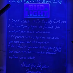 House rules for billiards