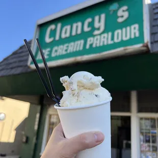 2 scoops - toasted almond vanilla and cookies n cream