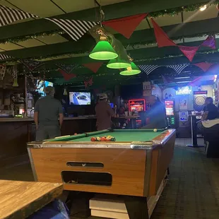 a pool table in a pub