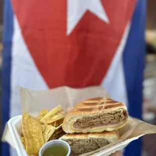 a person holding a plate of food