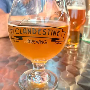 Half pour of the Hefeweizen