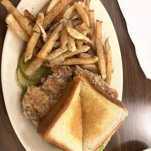 Fried steak on toast