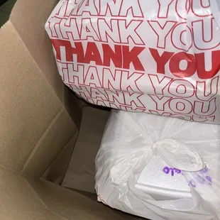 a bag of food in a box