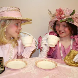Time for a Tea Party!  Dress Up in the closet, spend time in the glamour room, take pictures, then have a cup of princess tea.