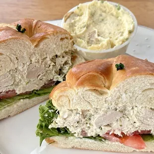 Chicken Salad Sandwich on croissant with potato salad @ Clara&apos;s Tidbits. GOOD but the croissant is a lil&apos; thick for my liking.