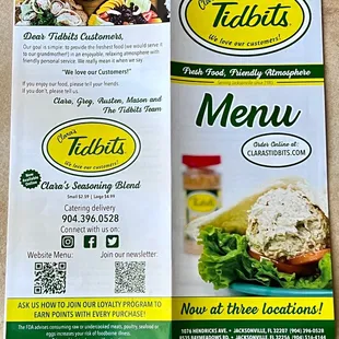Menu as of October 2022