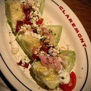 Wedge salad with lardons and blue cheese dressing
