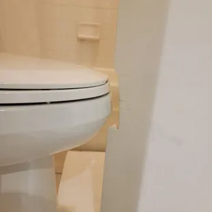 Here is an example of the bathroom door that was modified to accommodate opening and closing past the toilet.