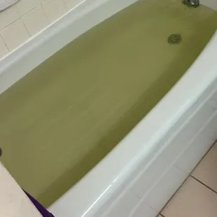 Since winter bathtub supposed to be green? This is a picture of the tub in our upgraded room.