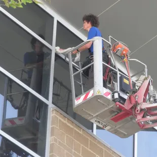 Cleaning high church windows in Lincoln, NE