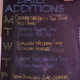 daily additions menu