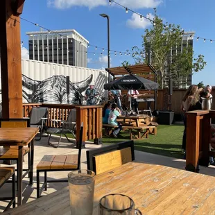 a beer glass on a table