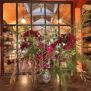 Gorgeous flower arrangements placed all over the winery- at their very own Zinc on site and arranged by their farm manager, Brandon.