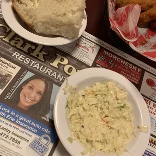 Coleslaw and roll