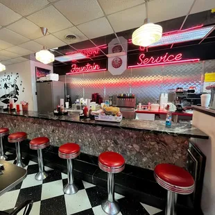 the interior of a diner