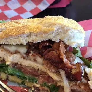 a half eaten sandwich