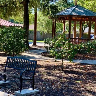 Gazebo and shaded park bench