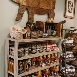 a display of meat products