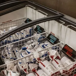 a display of meat products
