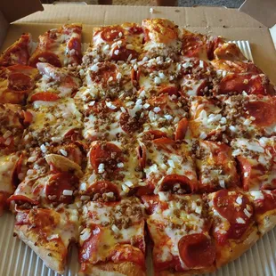 Large Pepperoni, Sausage &amp; Onion Pizza