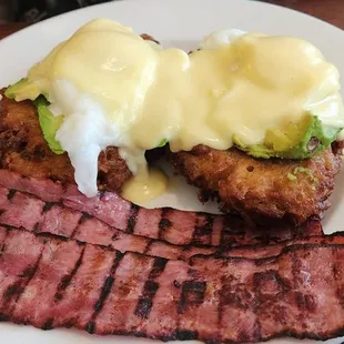 Clark's Poached Egga with [Turkey] bacon