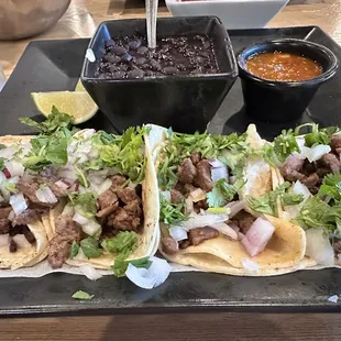 Street tacos with black beans