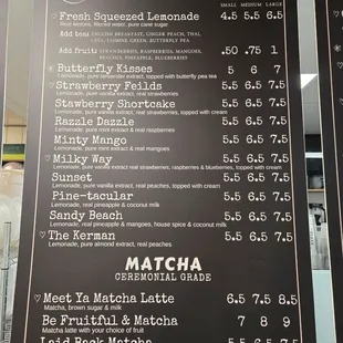 Lemonades and matcha