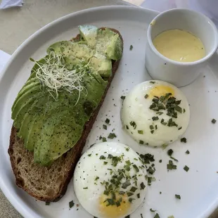 an avocado toast and eggs
