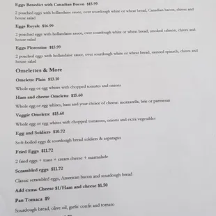 Menu breakfast