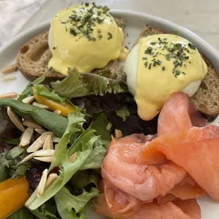Eggs Benny with smoked salmon.