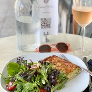 Quiche, Salad, and Rose