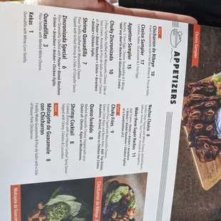 a menu for a restaurant