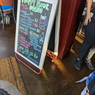 a menu on a chalkboard