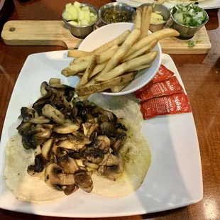 Mushroom Tacos and Fries