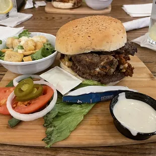 Vaquera Burger with Clasico Caesar Salad