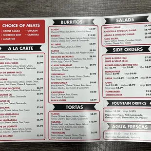 Updated menu &amp; Prices