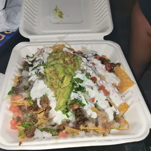 Loaded asada nachos