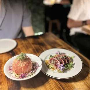 Tomato ohitashi and tataki