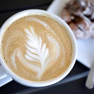 Coconut Latte with an apple fritter- great combo