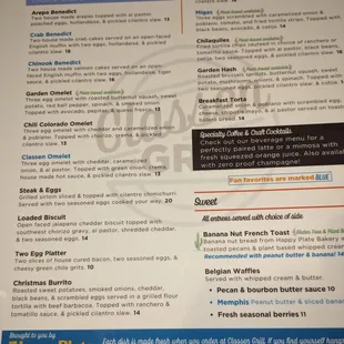 Breakfast/brunch menu